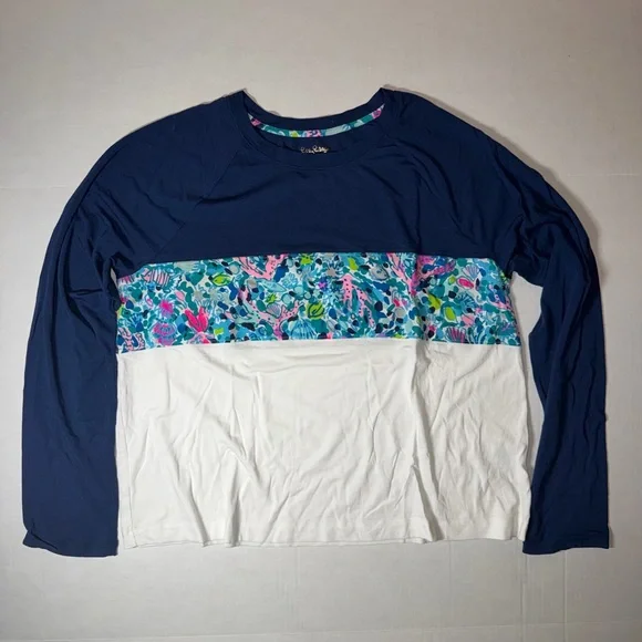 Lilly Pulitzer Navy and White Long Sleeve Tee - Picture 1 of 3
